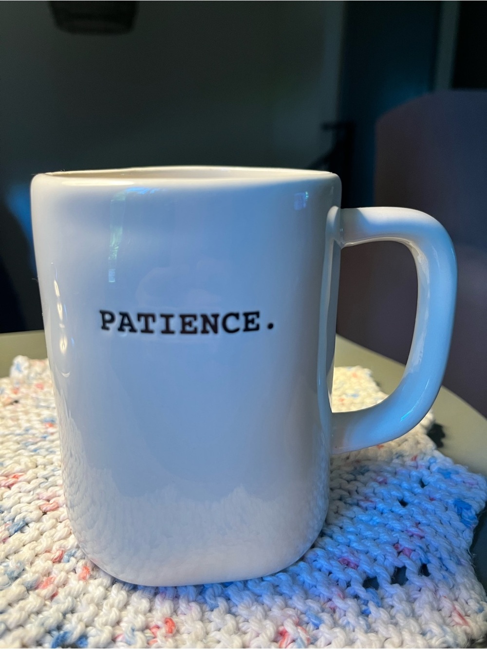 Patience. White Ceramic Mug - Home Dining by Rae Dunn